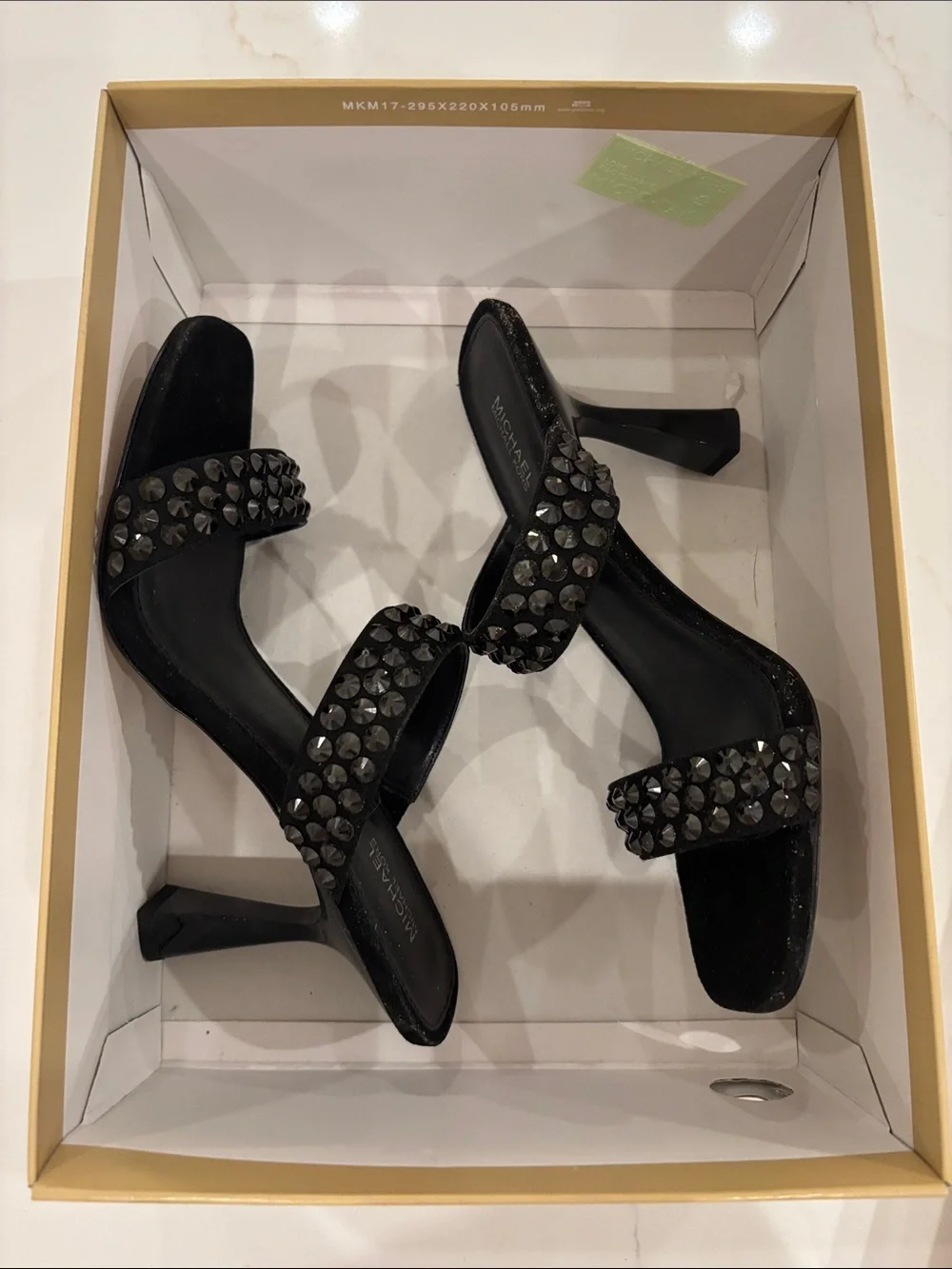 Michael Kors Black Studded Double-Strap Mule Heels